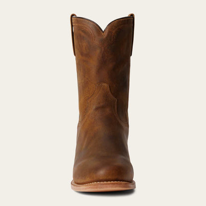 Men's Stetson Puncher Leather Roper Boots handcrafted tan with corded crown shaft and full welt sole construction