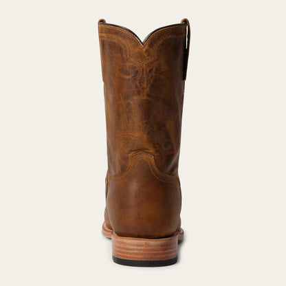 Men's Stetson Puncher Leather Roper Boots handcrafted tan with 10" shaft and roper round toe