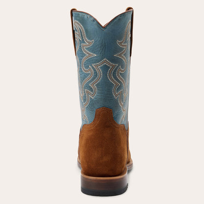 Men's Stetson Weston Leather Boots Handcrafted Roper Toe Brown