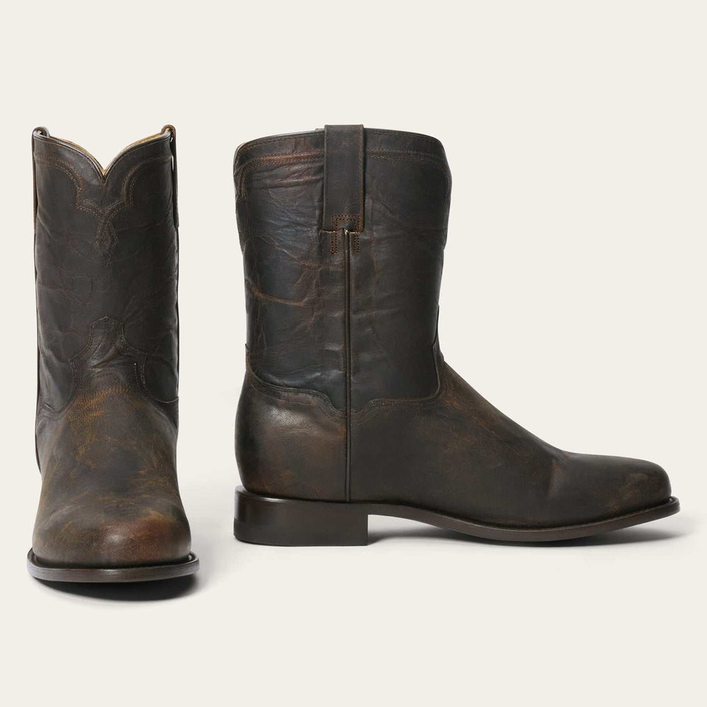 Men's Stetson Puncher Goat Boots Handcrafted Round Toe Brown