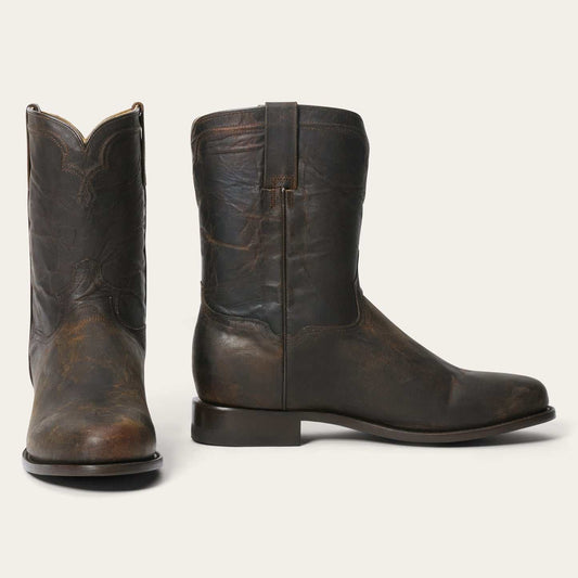 Men's Stetson Puncher Goat Boots handcrafted brown leather cowboy boots with 10-inch shaft and leather sole