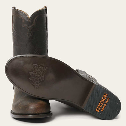 Men's Stetson Puncher Goat Boots Handcrafted Round Toe Brown