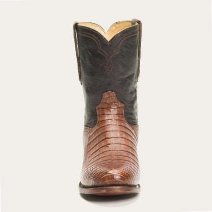 Stetson Puncher Exotic Caiman Boots für Herren, handgefertigt, Braun