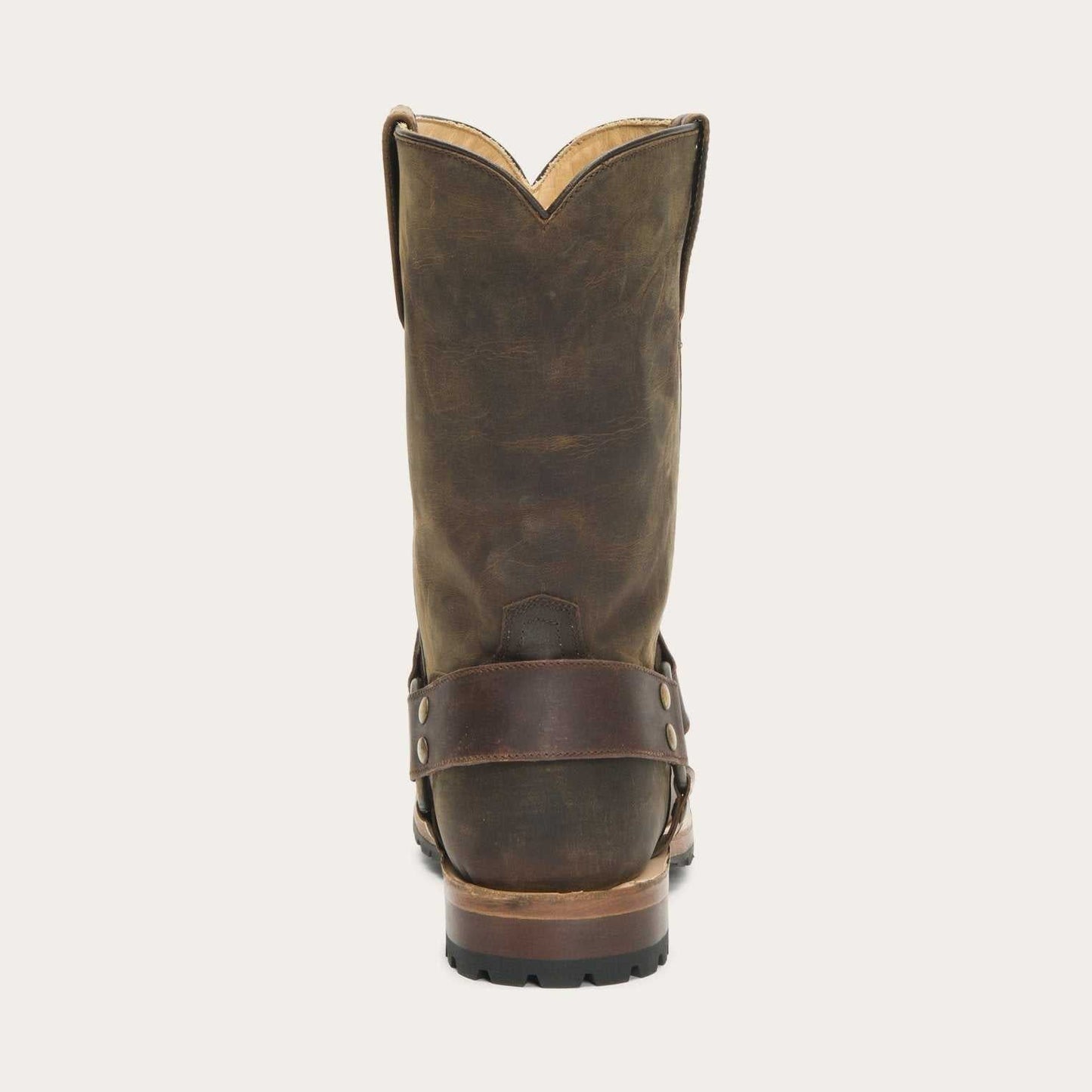 Men's Stetson Puncher Harness handcrafted brown goat leather boots with 9" shaft and round toe