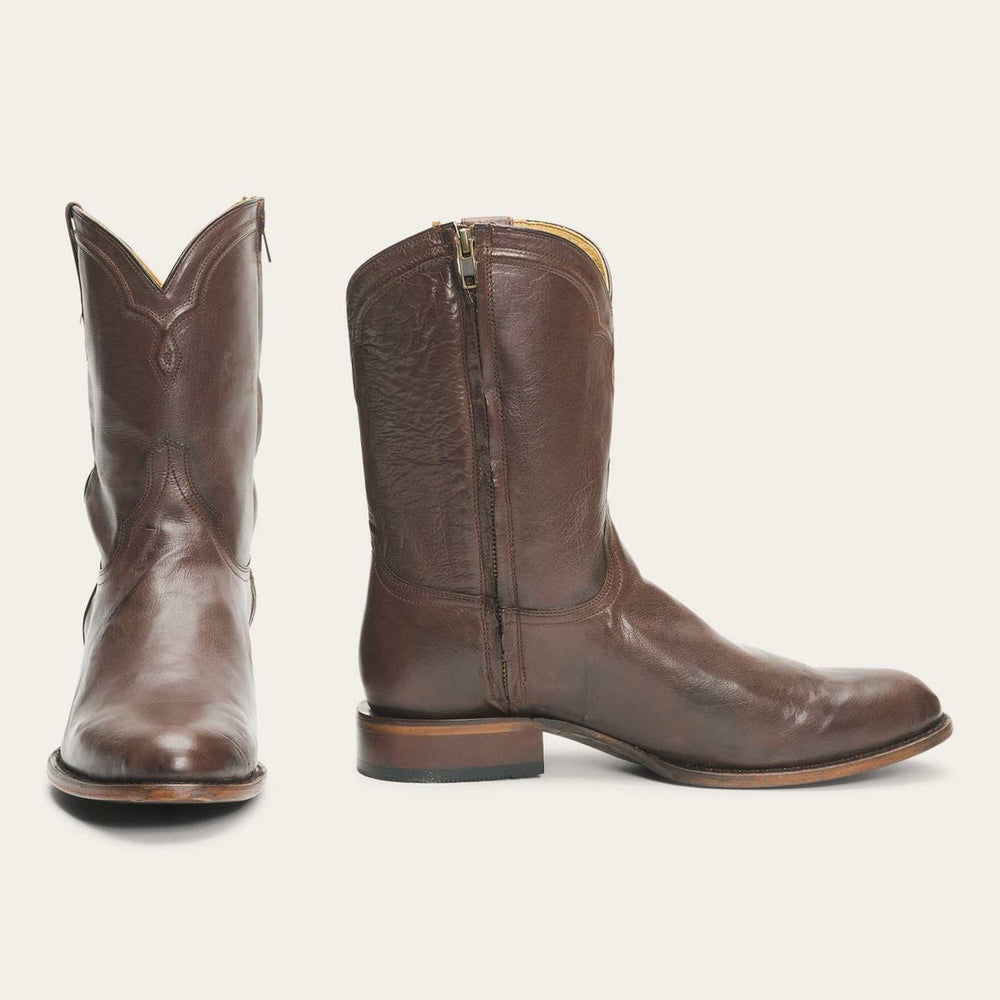 Men's Stetson Rancher Zip  Leather Boots Handcrafted Brown