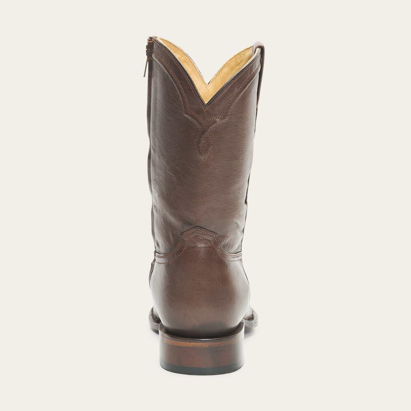 Men's Stetson Rancher Zip handcrafted brown leather boots with side zipper and wide toe