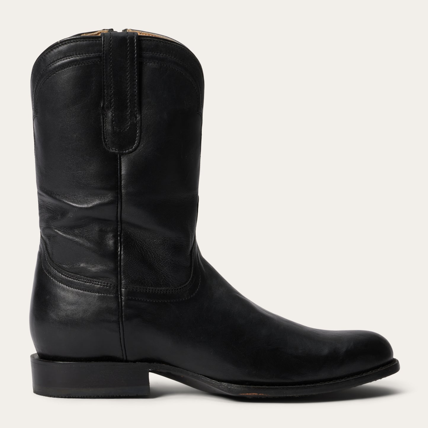 Stetson Rancher Zip Leder Roper Boots für Herren, handgefertigt, Schwarz