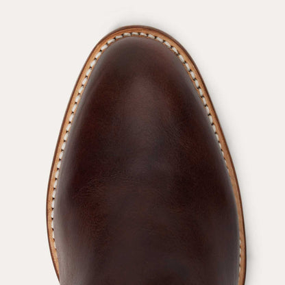 Men's Stetson Rancher handcrafted brown leather zip roper boots with wide toe and 10-inch shaft
