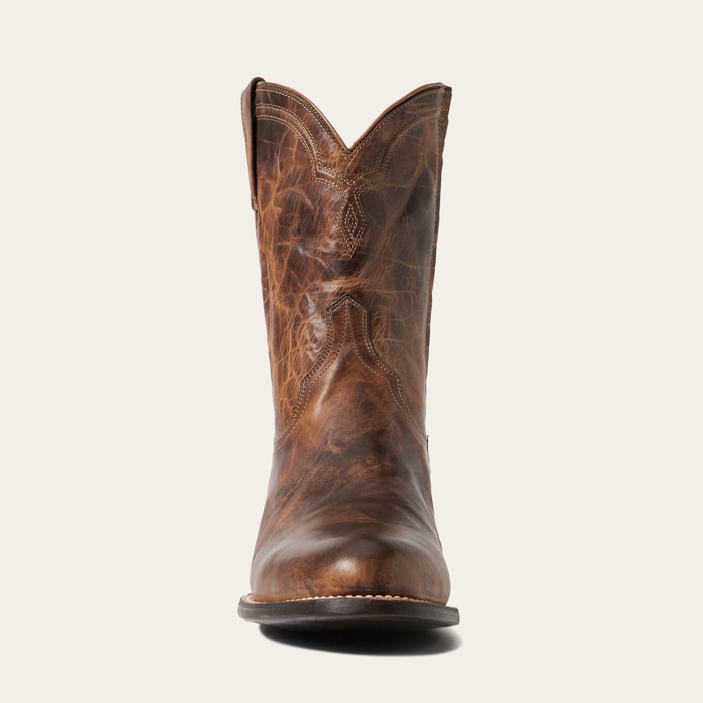 Men's Stetson Rancher Zip Leather Roper Boots in oily cognac with side zipper and 10-inch shaft