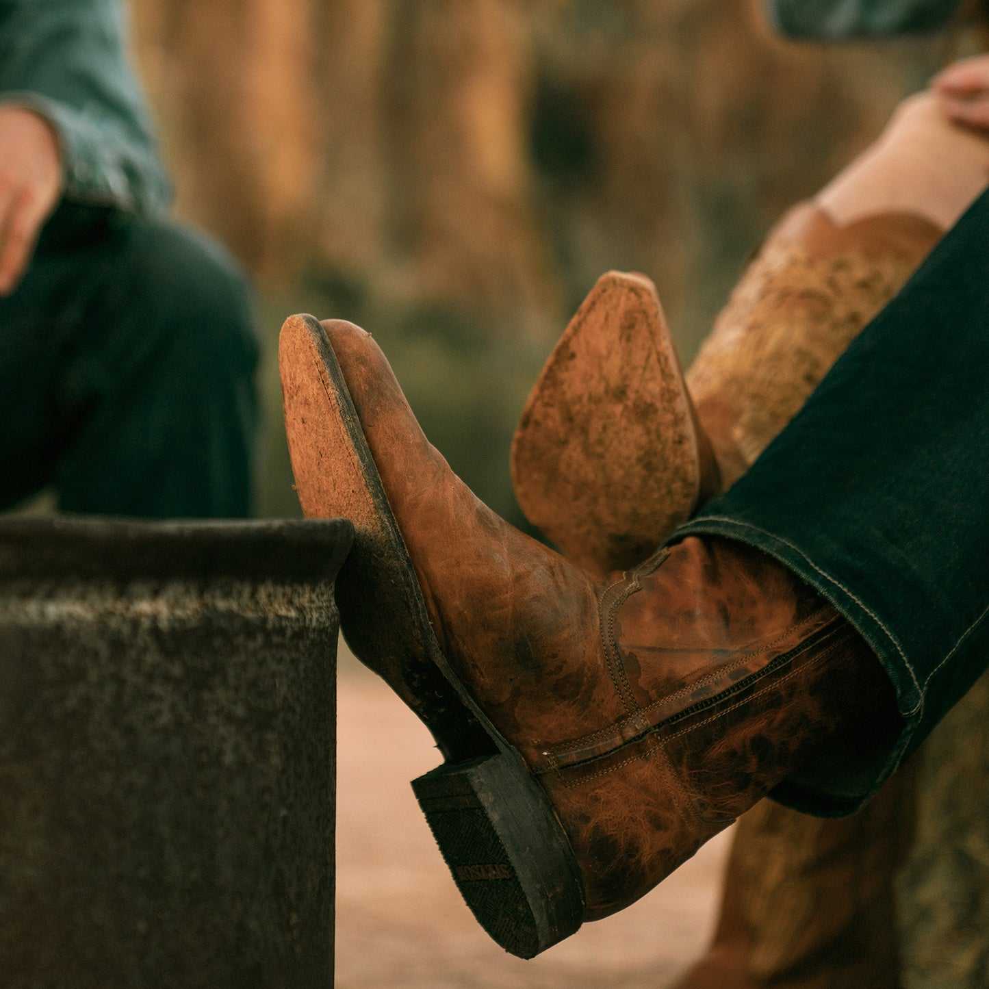 Men's Stetson Rancher Zip Leather Roper Boots in oily cognac with side zipper and wide toe
