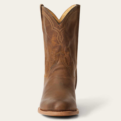 Men's Stetson Rancher Zip Leather Roper Boots handcrafted brown with side zipper and oiled goat leather