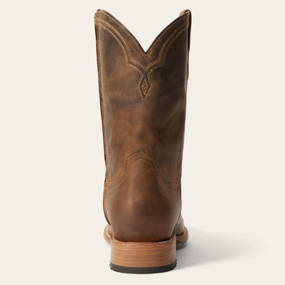 Men's Stetson Rancher Zip Leather Roper Boots handcrafted brown with side zipper and oiled goat leather