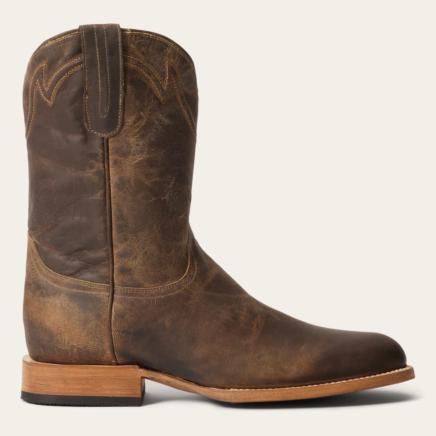 Men's Stetson Roughstock Zip Leather Boots handcrafted oiled tan with side zipper and 10" shaft