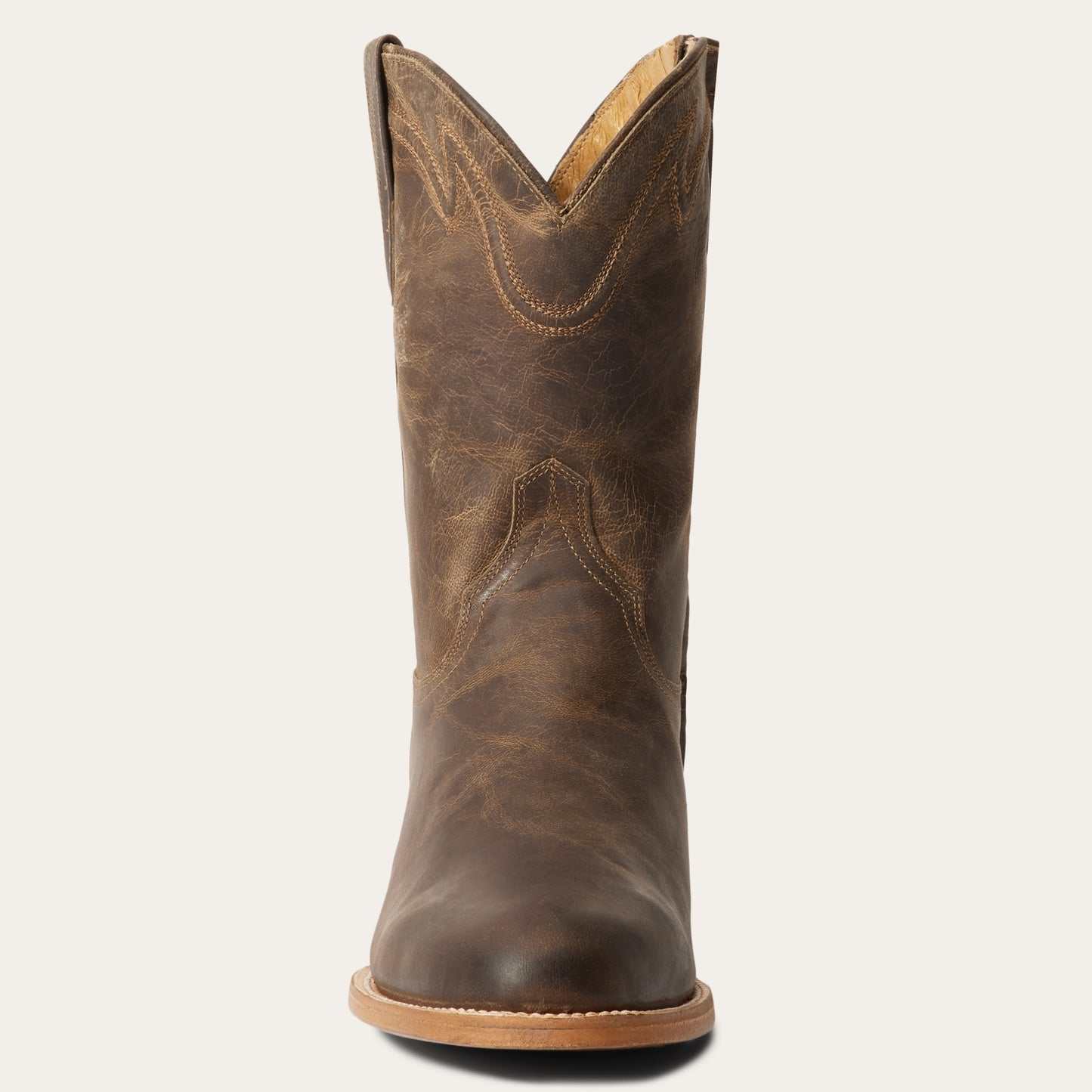Men's Stetson Roughstock Zip Leather Boots handcrafted oiled tan with side zipper and 10-inch corded shaft