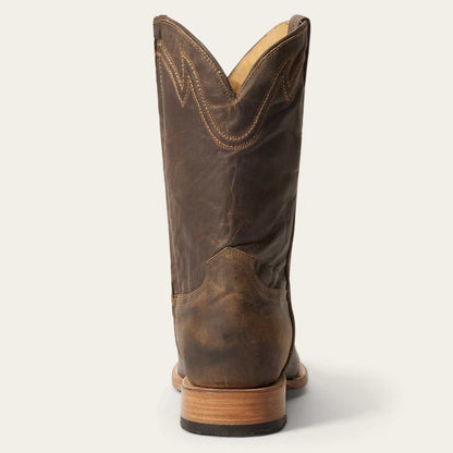 Men's Stetson Roughstock Zip Leather Boots handcrafted oiled tan with side zipper and 10" shaft