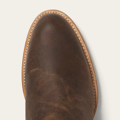 Men's Stetson Roughstock Zip Leather Boots handcrafted oiled tan with side zipper and 10-inch shaft