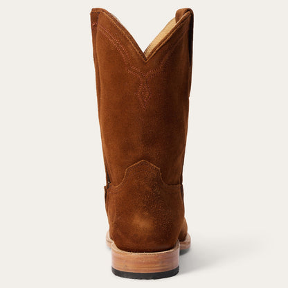 Men's Stetson Rancher Zip Roper Leather Boots Handcrafted Round Toe Cognac