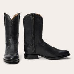 Men's Stetson Cash Boots Roper Toe Handcrafted Black