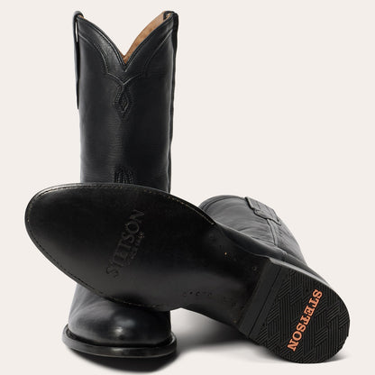 Men's Stetson Cash Boots Roper Toe Handcrafted Black