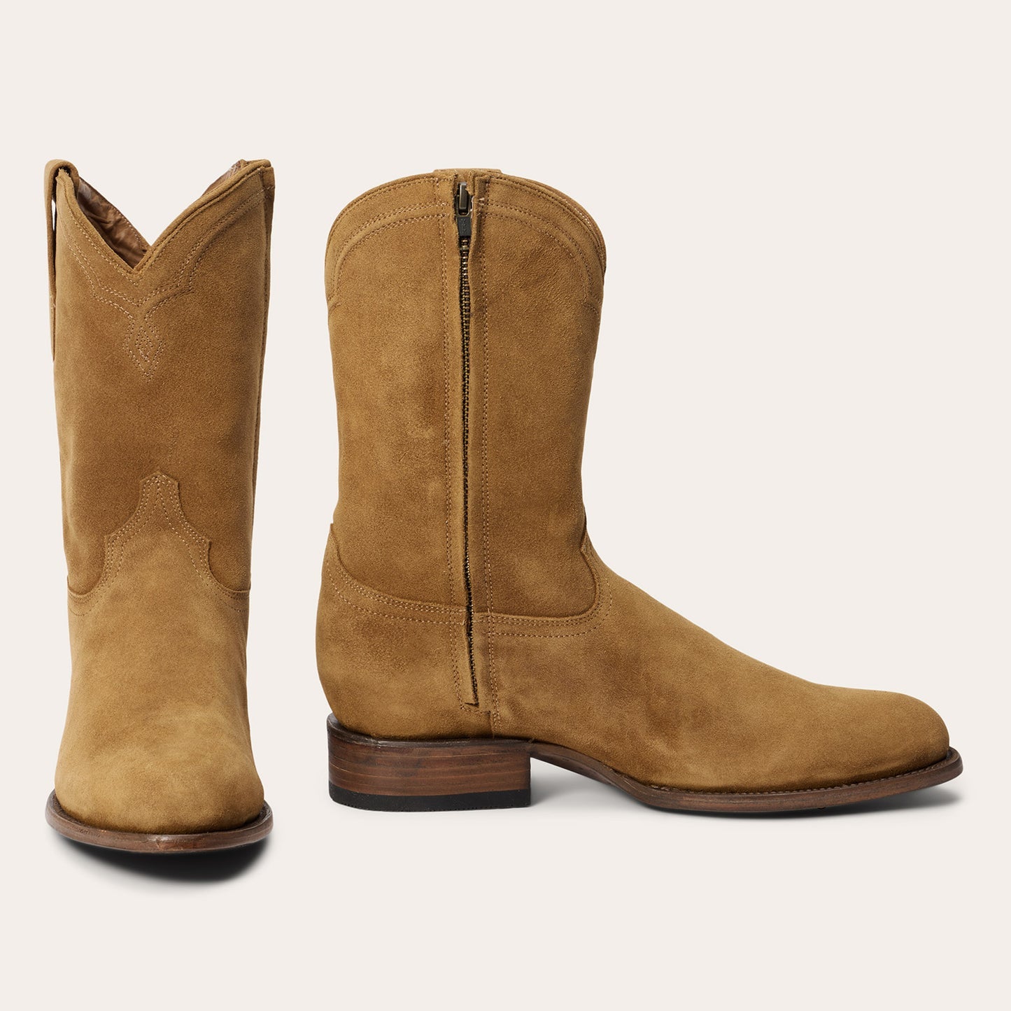 Men's Stetson Cash Roper Boots Round Toe Handcrafted Tan