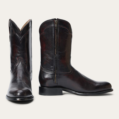 Men's Stetson Cash Goat Boots Handcrafted Round Toe Black Cherry