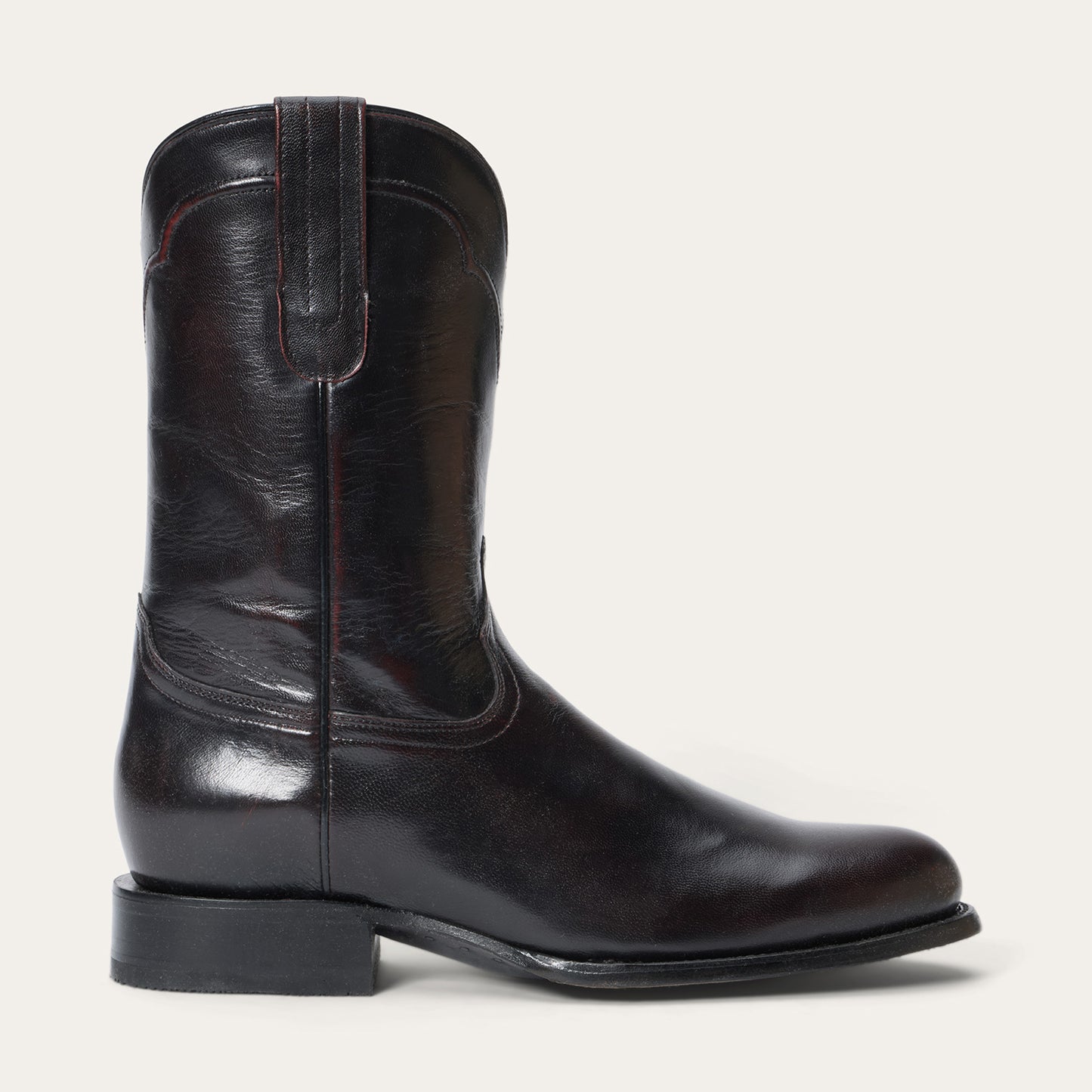 Men's Stetson Cash Goat Boots Handcrafted Round Toe Black Cherry
