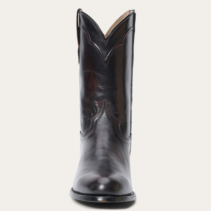 Men's Stetson Cash Goat Boots Handcrafted Round Toe Black Cherry