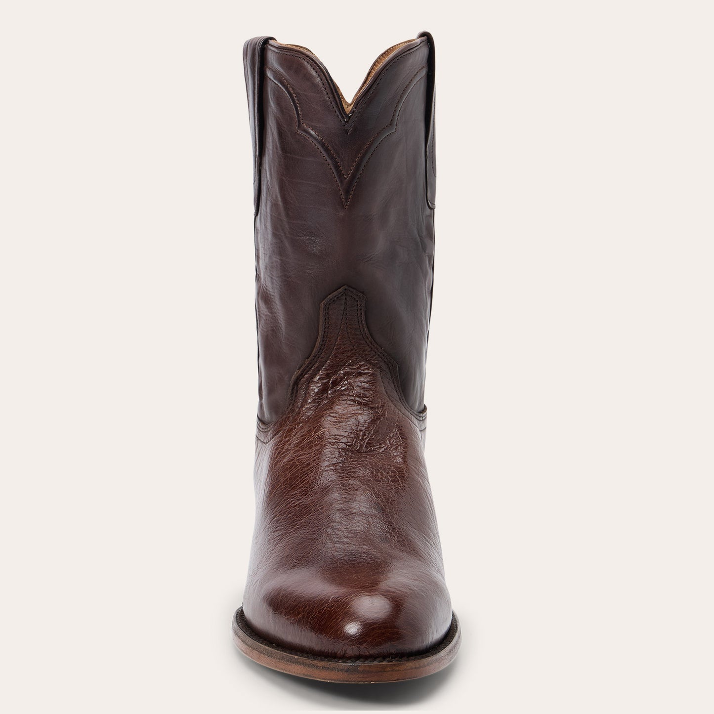 Men's Stetson Clay Ostrich Boots Handcrafted Round Toe Brown