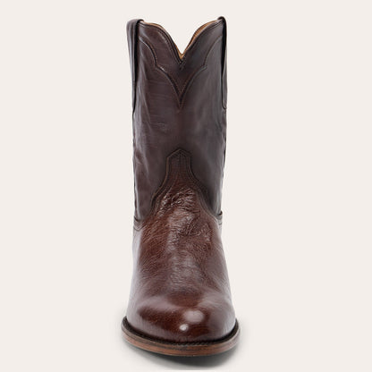 Men's Stetson Clay Ostrich Boots Handcrafted Round Toe Brown