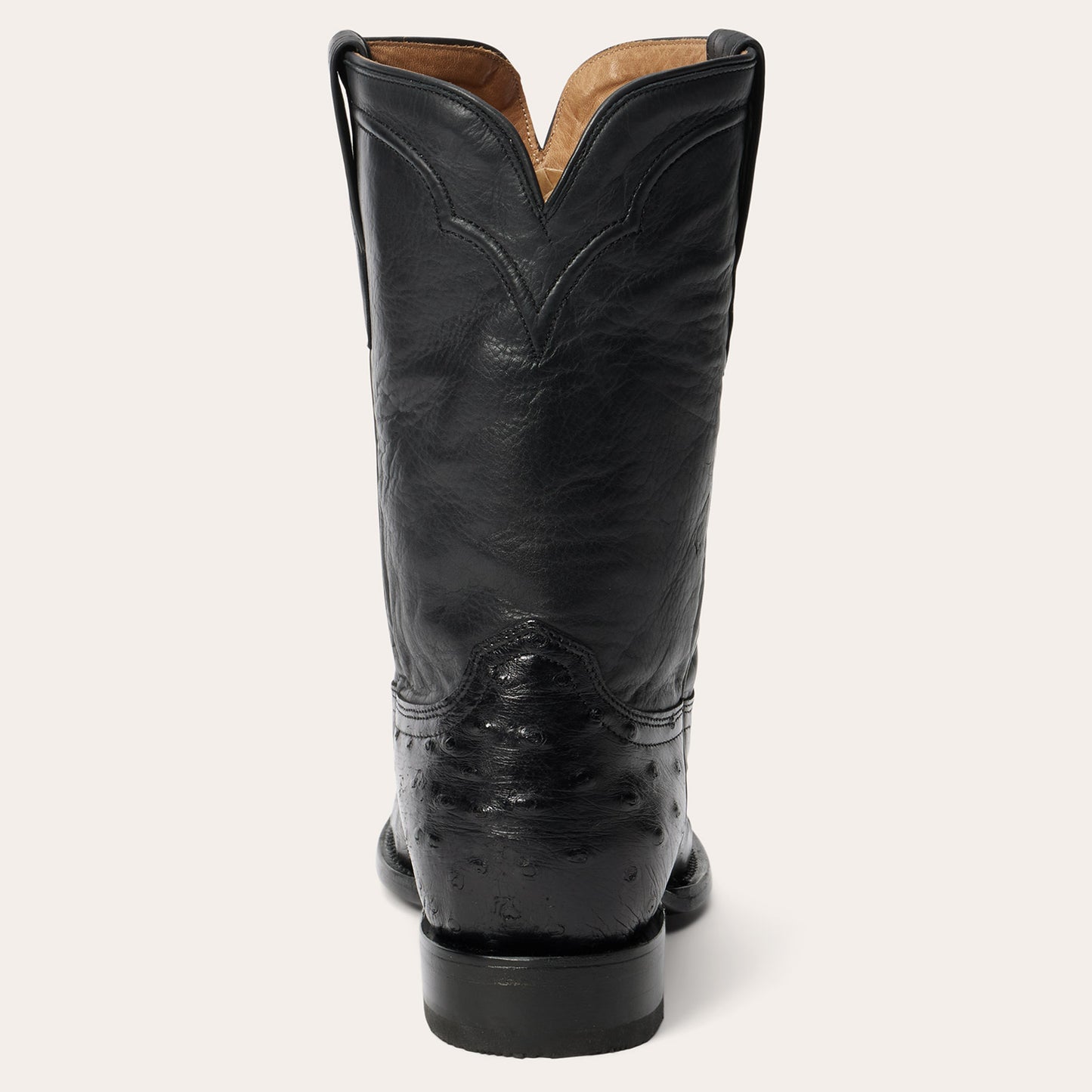Men's Stetson Austin Ostrich Boots Round Toe Handcrafted Black