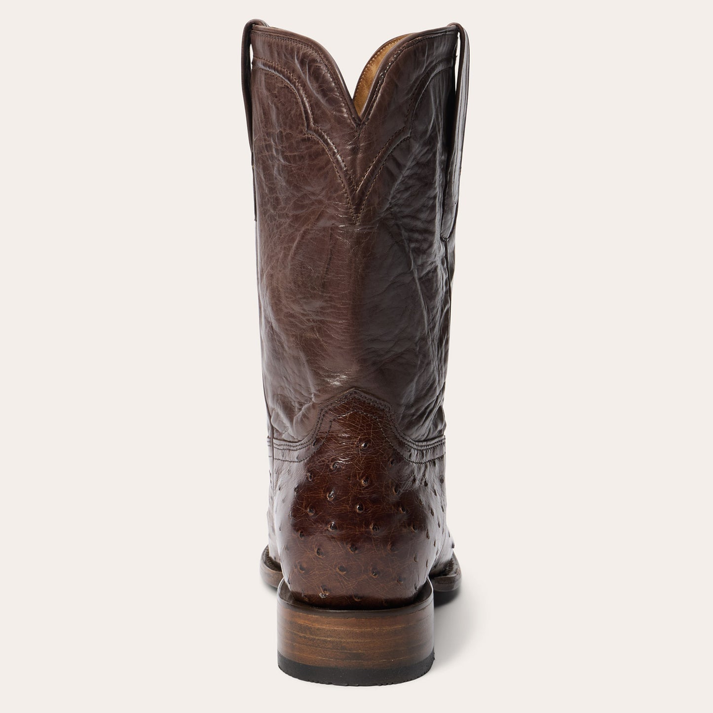Men's Stetson Austin Ostrich Boots Handcrafted Round Toe Brown