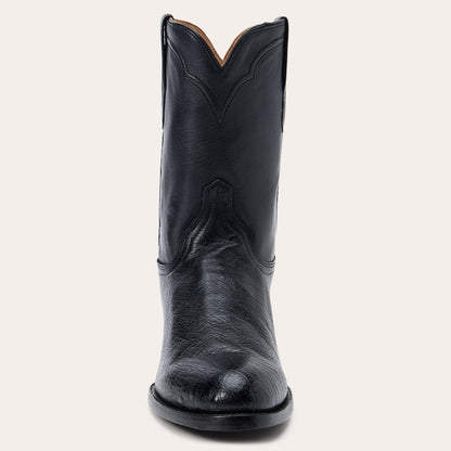 Men's Stetson Clay Ostrich Boots Handcrafted Round Toe Black