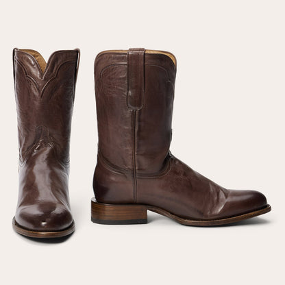 Stetson Cassidy Roper Boots für Herren, runde Zehenpartie, handgefertigt, Braun