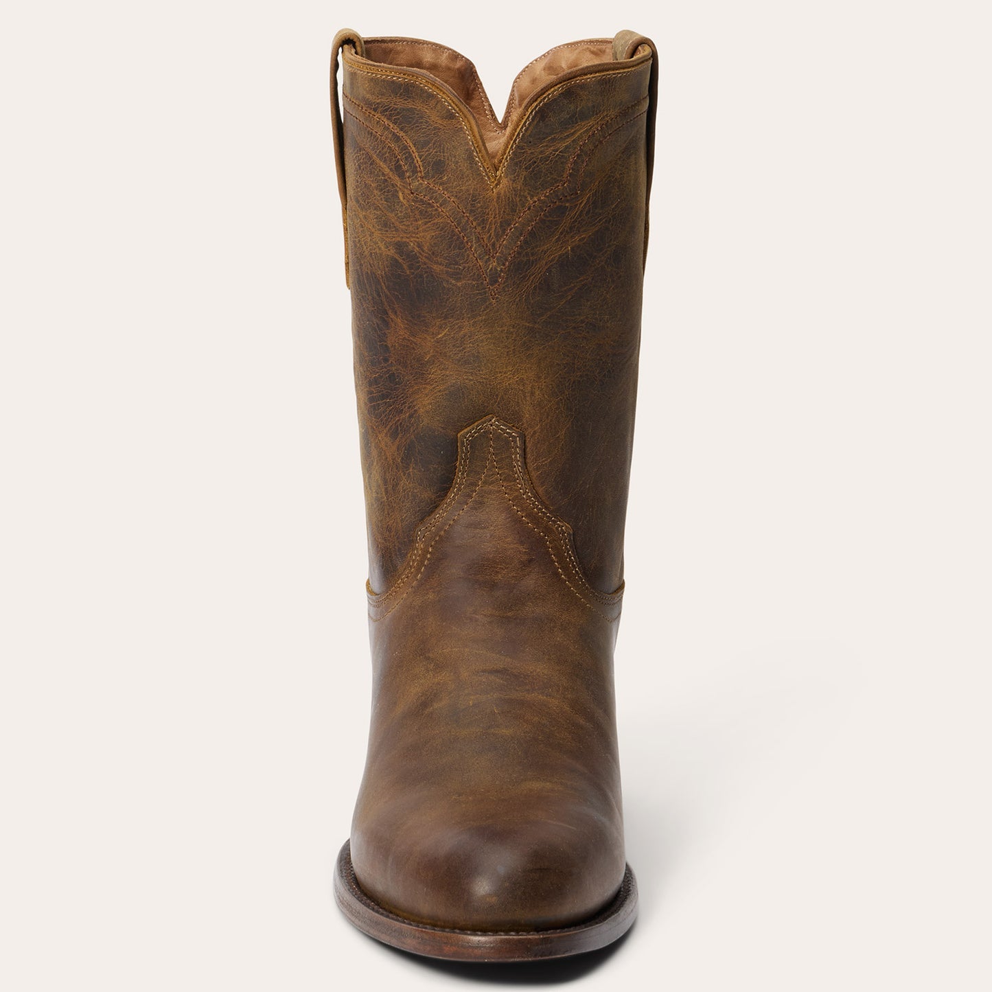 Men's Stetson Cash Roper Boots Round Toe Handcrafted Cognac