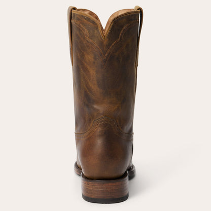 Men's Stetson Cash Roper Boots Round Toe Handcrafted Cognac