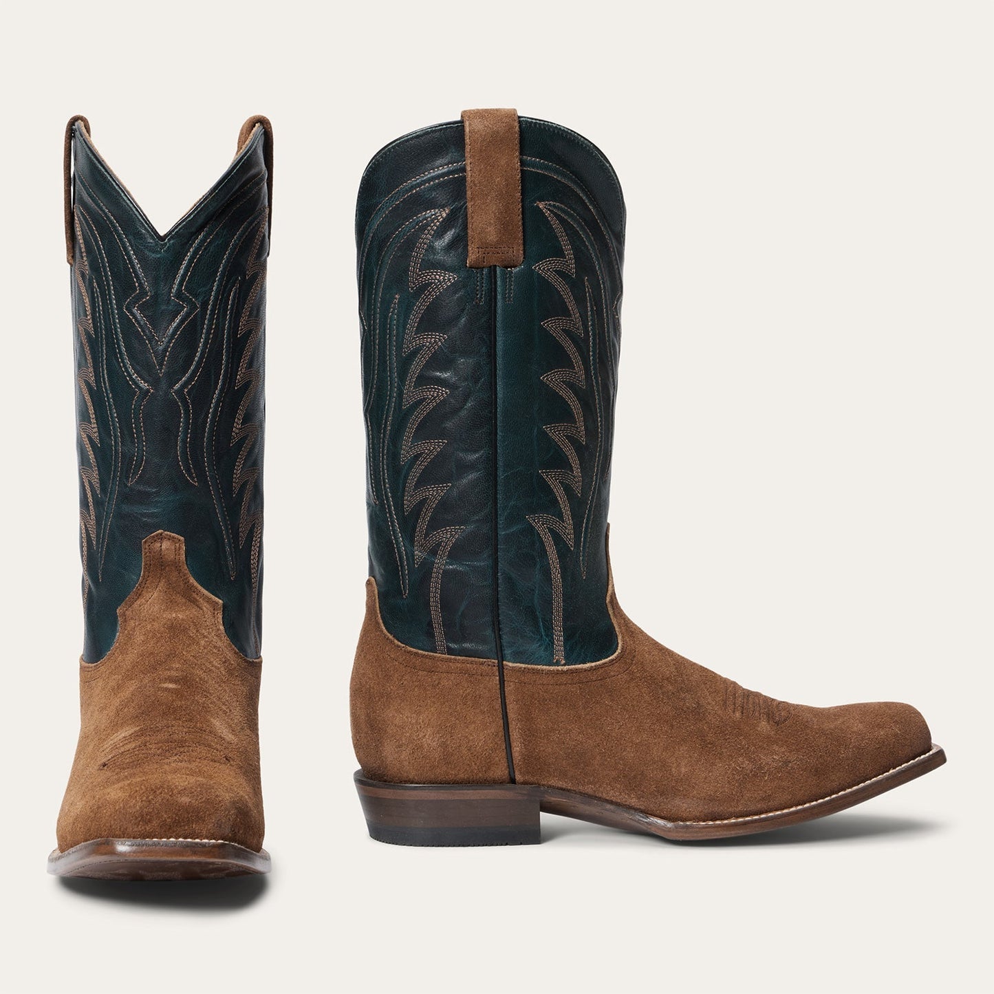 Men's Stetson Tobias Suede Boots Square Toe Handcrafted Brown
