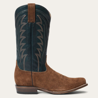 Men's Stetson Tobias Suede Boots Square Toe Handcrafted Brown