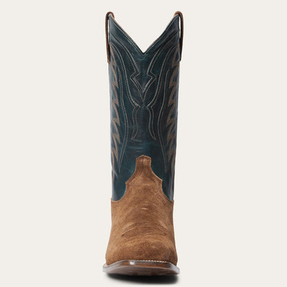 Men's Stetson Tobias Suede Boots Square Toe Handcrafted Brown