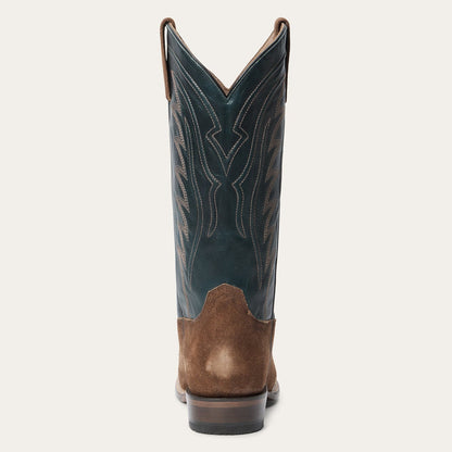 Men's Stetson Tobias Suede Boots Square Toe Handcrafted Brown