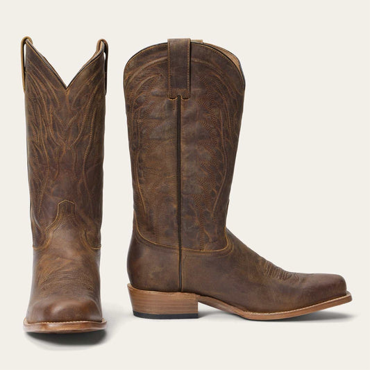 Men's Stetson Waylon leather boots handcrafted tan square toe cowboy boots