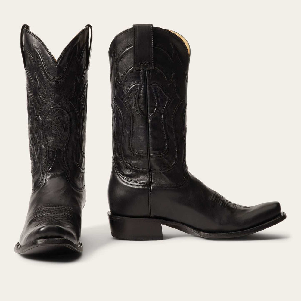 Stetson Garrett Herrenstiefel mit quadratischer Zehenpartie, handgefertigt, Schwarz