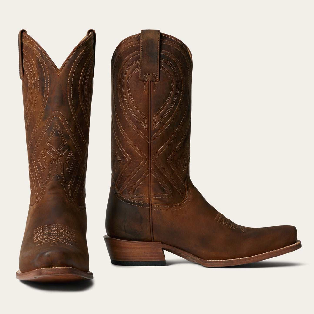 Men's Stetson Mossman Leather Boots Handcrafted Brown