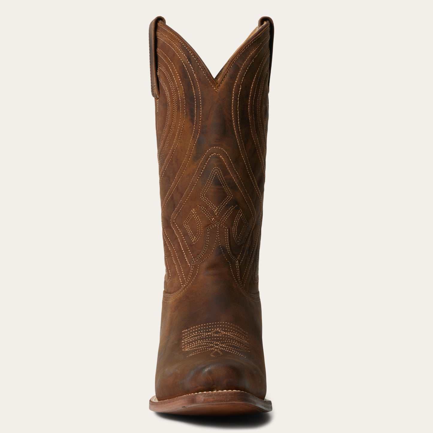 Men's Stetson Mossman Leather Boots handcrafted brown cowboy boots with corded shaft and premium cow lining