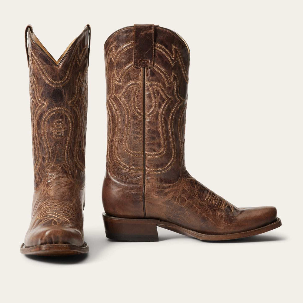 Men's Stetson Garrett Boots Snip Toe Handcrafted Brown