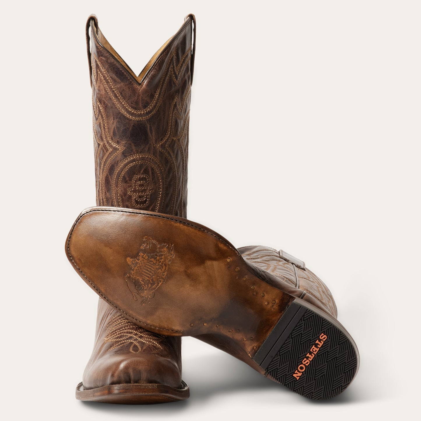 Men's Stetson Garrett Boots Snip Toe Handcrafted Brown