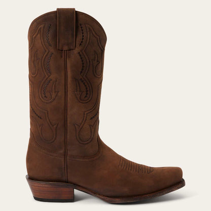 Men's Stetson Paxton handcrafted brown 7 toe boots with distressed cowhide and 13-inch shaft