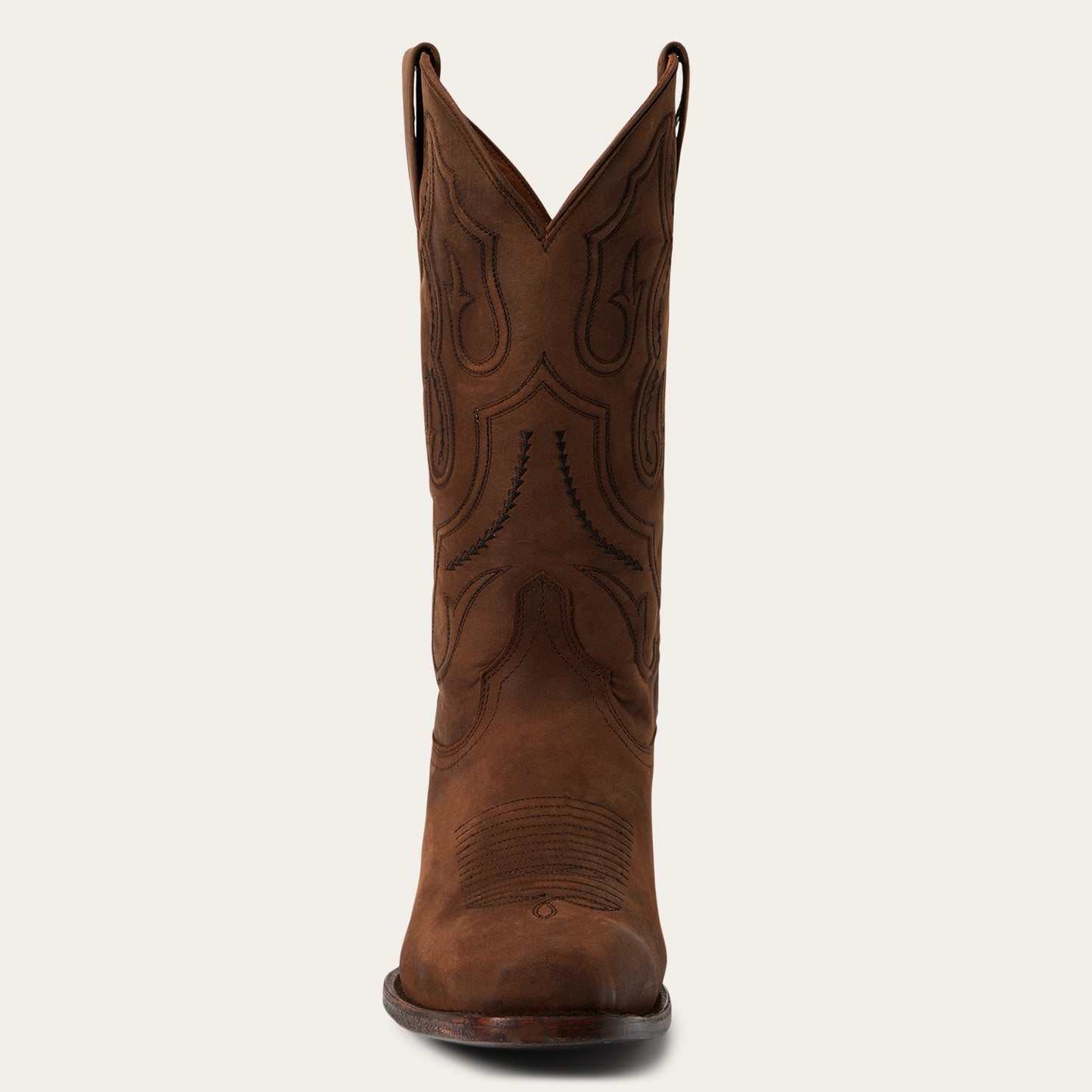 Men's Stetson Paxton Boots handcrafted brown 7 toe with distressed cowhide vamp and corded shaft