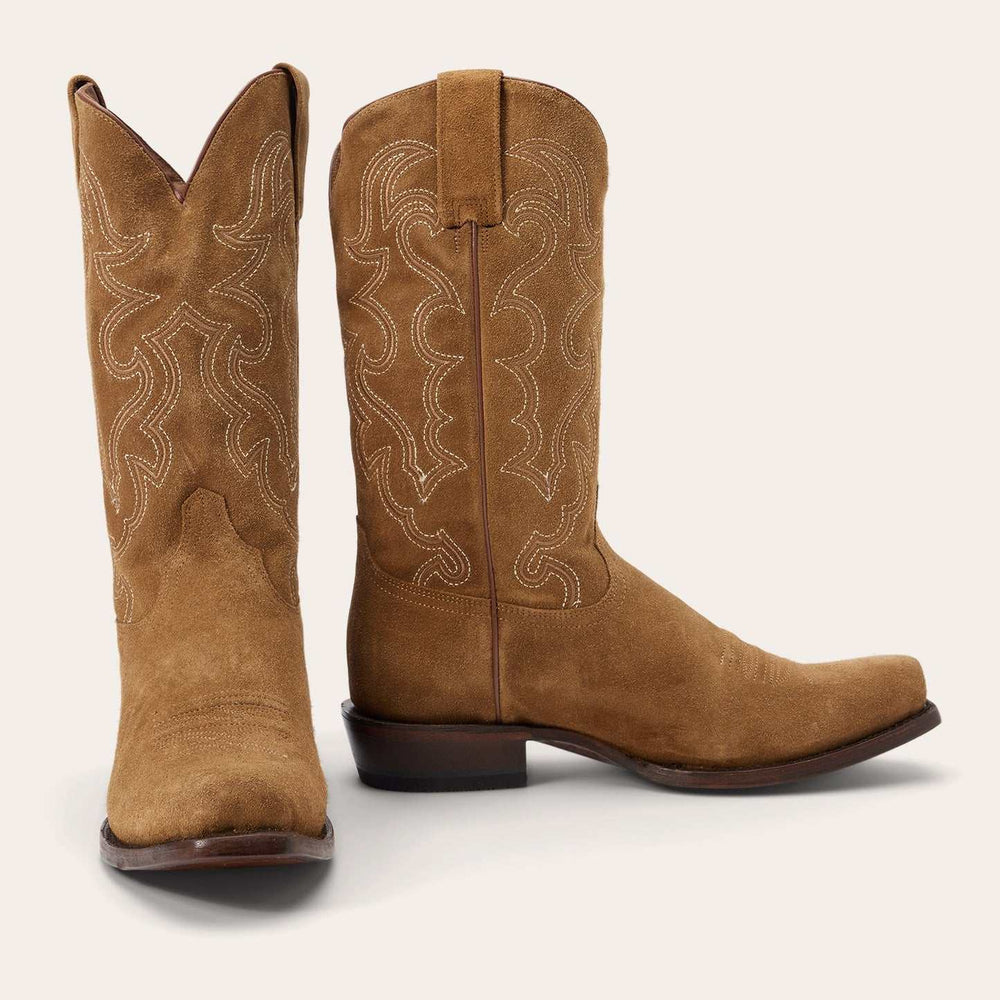 Botas Stetson Bronco 7 para hombre, punta cuadrada, hechas a mano, color tostado