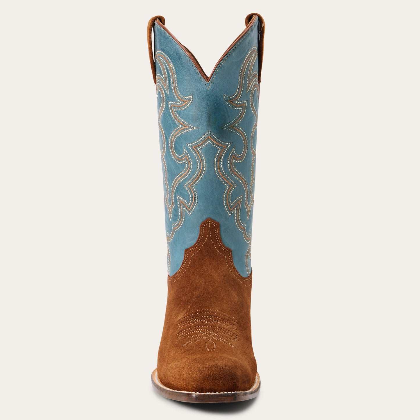 Men's Stetson Bronco Suede Boots brown handcrafted square toe cowboy boots