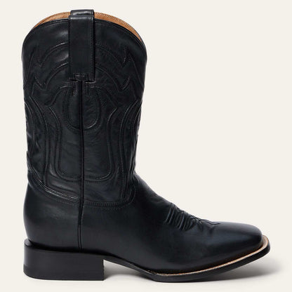 Men's Stetson Garrett Boots black handcrafted square toe leather boots with 11-inch shaft